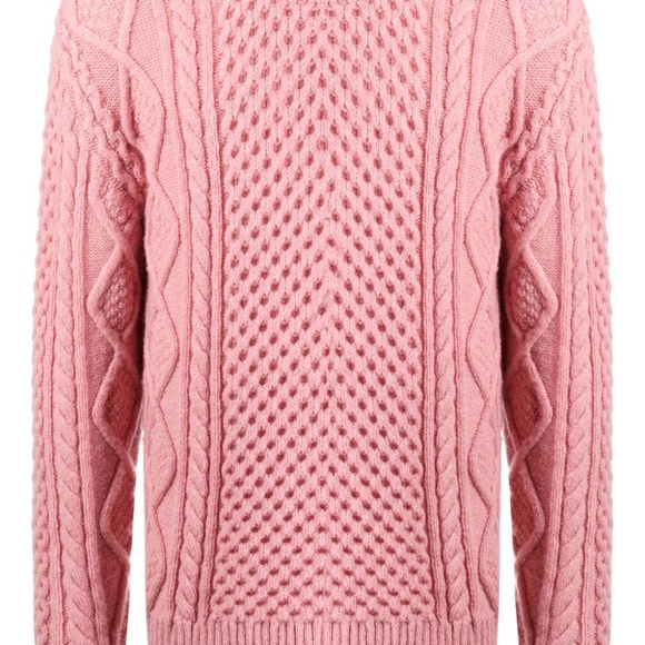 [LANEUS] Crew Neck aran-knit Jumper - Picture 4 of 7